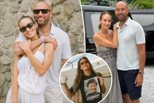 Derek Jeter and his wife Hannah split image.