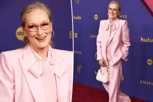 Meryl Streep attended the 2024 Emmy Awards on Sunday wearing an all-pink suit