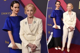 Holland Taylor and Sarah Paulson walking the red carpet at the 2024 Emmys on Sept. 15.