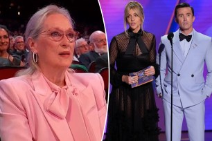 Meryl Streep split with Kaitlin Olson and Rob McElhenney at the 2024 Emmys Sept. 15.