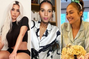 Kim Kardashian, Kerry Washington and Jennifer Lopez wearing pajamas