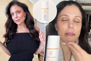 Bethenny Frankel with an inset of vitamin C serum