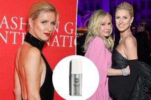 Nicky Hilton split with a photo of her and mom Kathy Hilton, with an inset of a U Beauty bottle