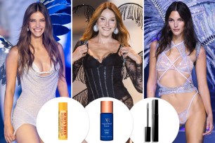 A photo split of Victoria's Secret models and beauty products