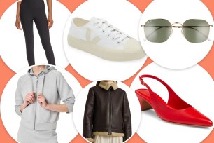 A selection of Nordstrom products on an orange background